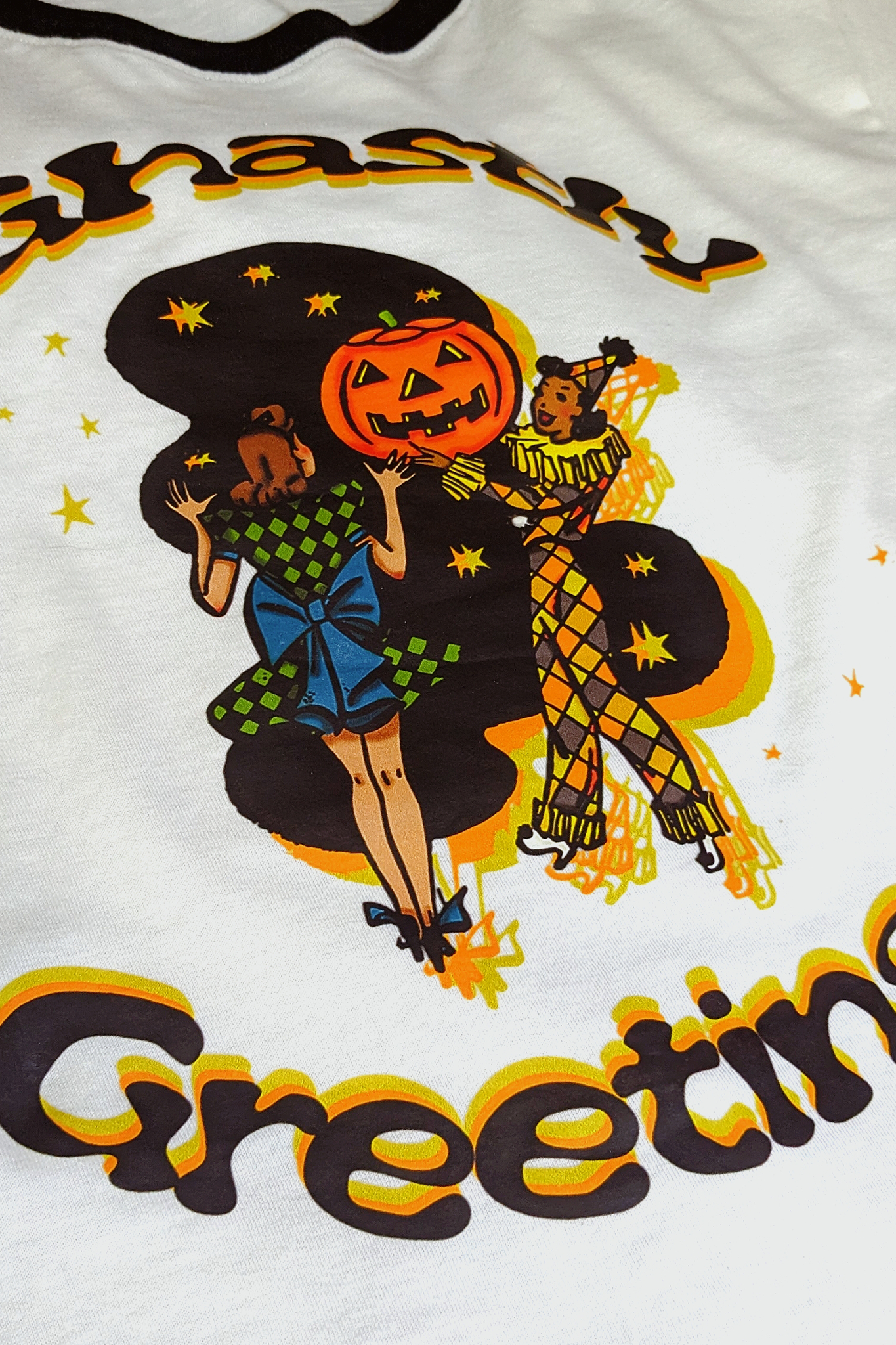 Ghastly Greeting Vintage Halloween Unisex Ringer Tee